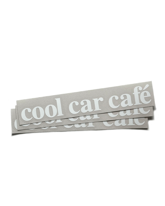 Cool Car Café (White Letter) Transfer Sticker 8"x1.25"