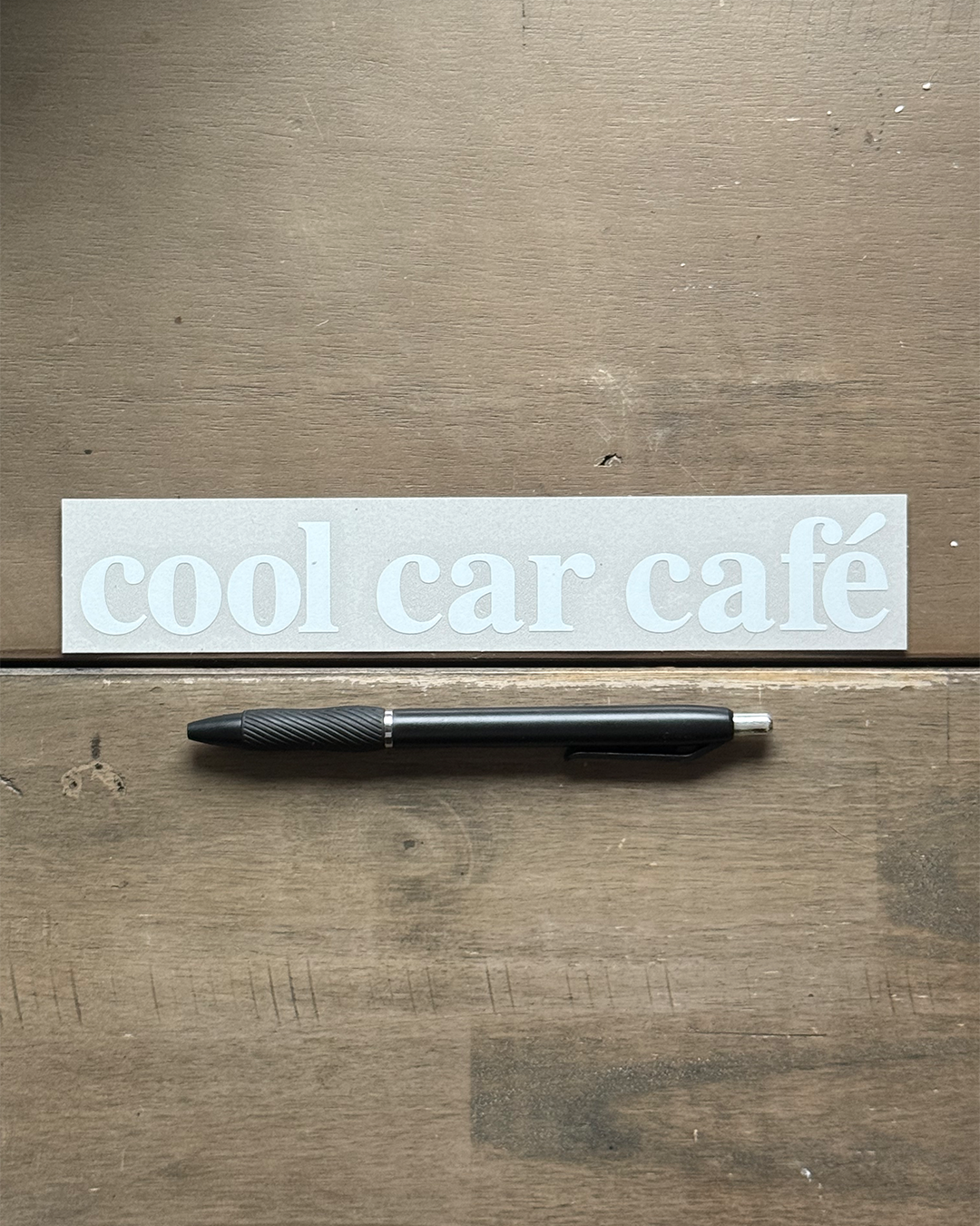 Cool Car Café (White Letter) Transfer Sticker 8"x1.25"